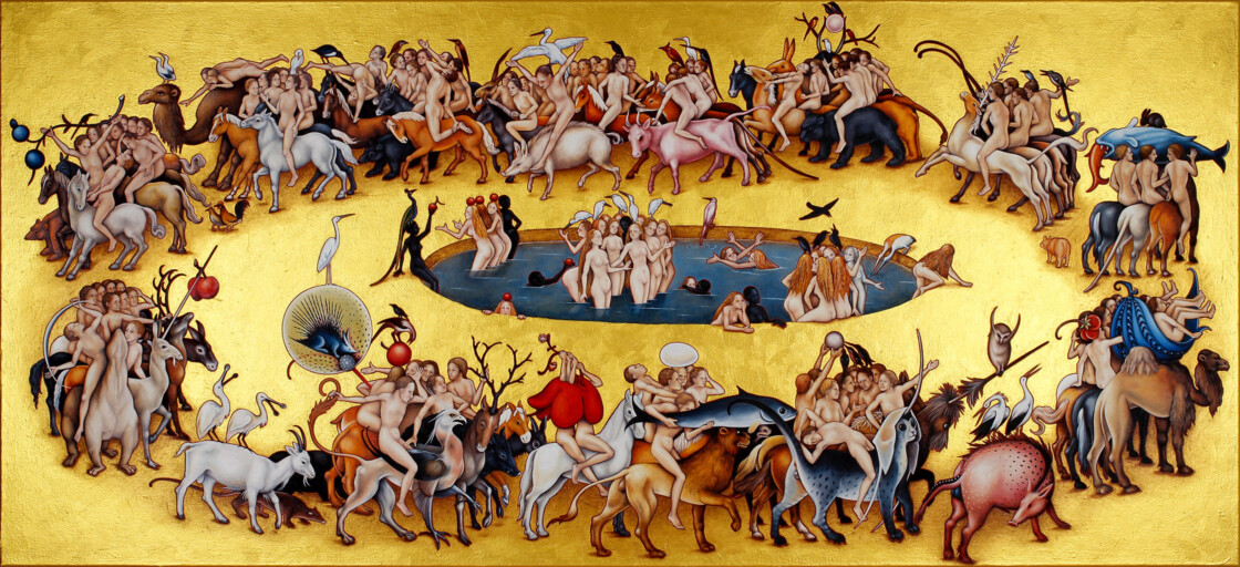 LOVEPARADE, BbB-31, 2022, 80 cm x 175 cm, Öl und Acryl auf Leinen Annette von der Bey, LOVEPARADE, BbB-31, 2022, 80 cm x 175 cm, Öl und Acryl auf Leinen