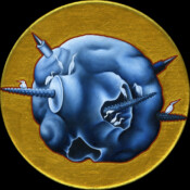 BbB-r-1, 2022, Ø 15 cm, Öl und Acryl auf Leinen