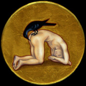 BbB-r-13, 2022, Ø 15 cm, Öl und Acryl auf Leinen